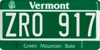 VT license plate ZRO917