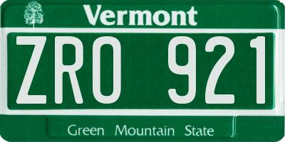 VT license plate ZRO921