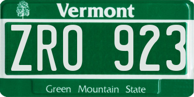 VT license plate ZRO923