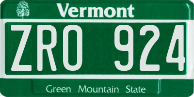 VT license plate ZRO924