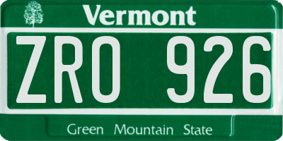 VT license plate ZRO926