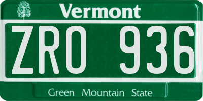 VT license plate ZRO936