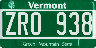 VT license plate ZRO938