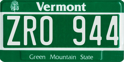 VT license plate ZRO944