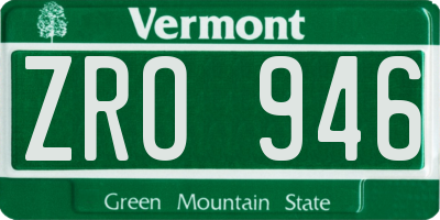 VT license plate ZRO946