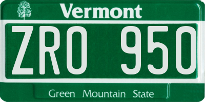 VT license plate ZRO950