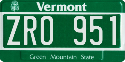 VT license plate ZRO951