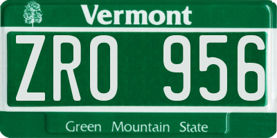 VT license plate ZRO956