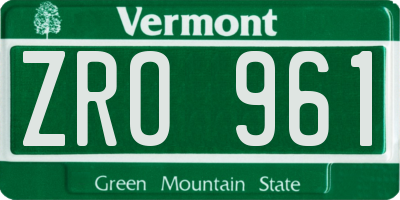 VT license plate ZRO961