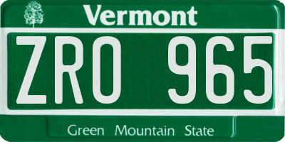 VT license plate ZRO965