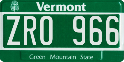 VT license plate ZRO966