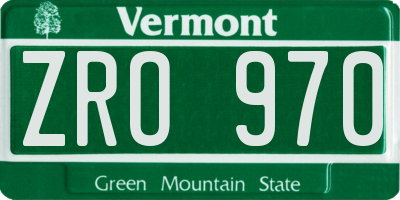 VT license plate ZRO970