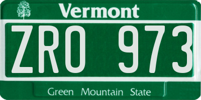 VT license plate ZRO973
