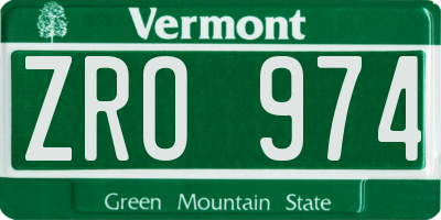 VT license plate ZRO974