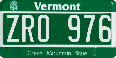 VT license plate ZRO976