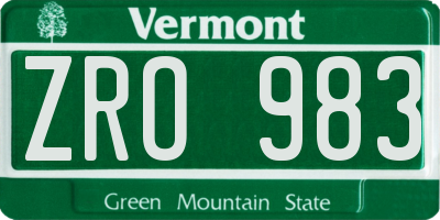 VT license plate ZRO983