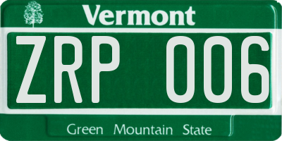 VT license plate ZRP006
