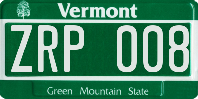 VT license plate ZRP008
