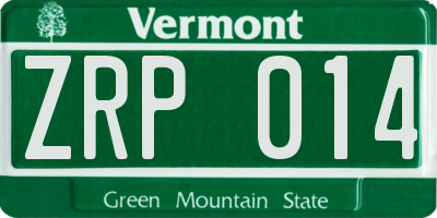 VT license plate ZRP014