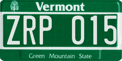VT license plate ZRP015