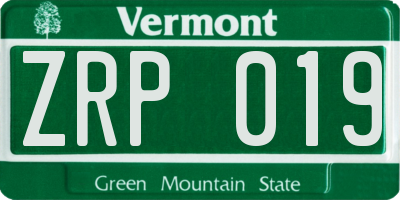 VT license plate ZRP019