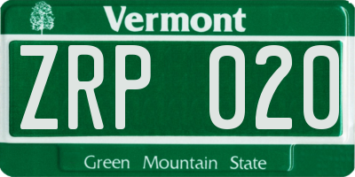 VT license plate ZRP020