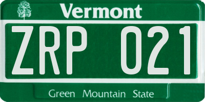 VT license plate ZRP021