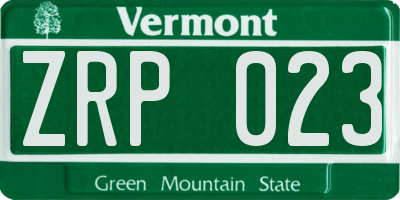 VT license plate ZRP023