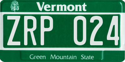 VT license plate ZRP024