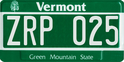 VT license plate ZRP025