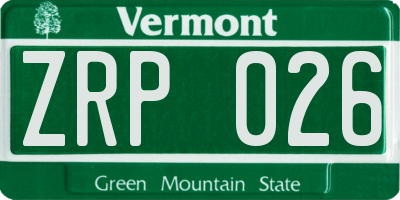 VT license plate ZRP026