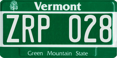 VT license plate ZRP028