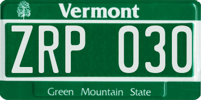 VT license plate ZRP030