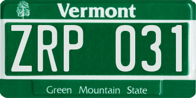 VT license plate ZRP031