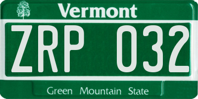 VT license plate ZRP032