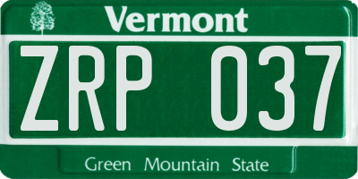 VT license plate ZRP037