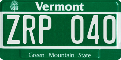 VT license plate ZRP040