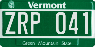 VT license plate ZRP041