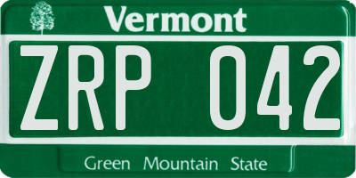 VT license plate ZRP042