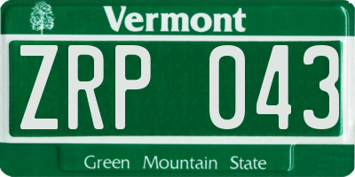 VT license plate ZRP043