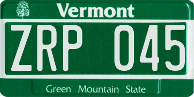 VT license plate ZRP045