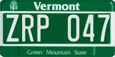 VT license plate ZRP047