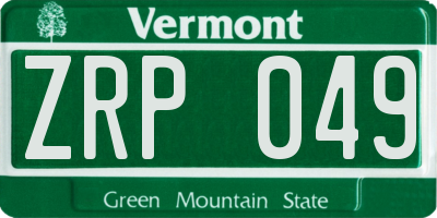 VT license plate ZRP049
