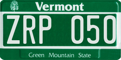 VT license plate ZRP050