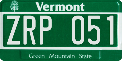 VT license plate ZRP051