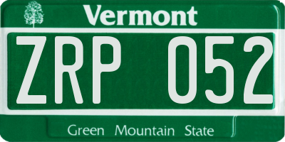 VT license plate ZRP052