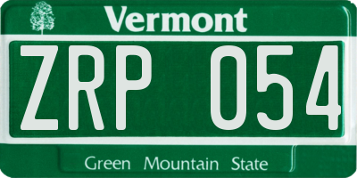 VT license plate ZRP054