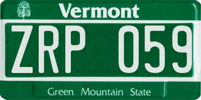 VT license plate ZRP059
