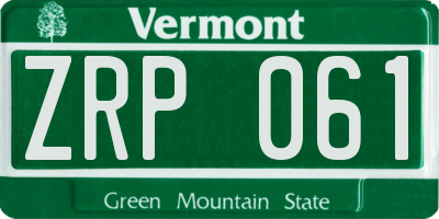 VT license plate ZRP061