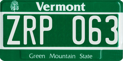 VT license plate ZRP063